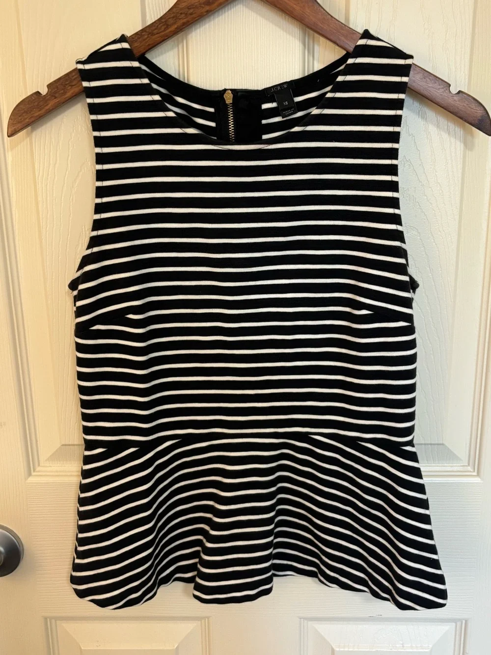 J.Crew Black White Stripe Sleeveless Romper XS Fall Workwear Layering